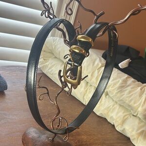 Aritzia Black Belt with Gold Buckle